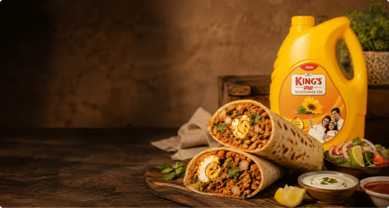 How to Make Quick Peri-peri Anda Bhuna Wrap Using King’s Sunflower Oil