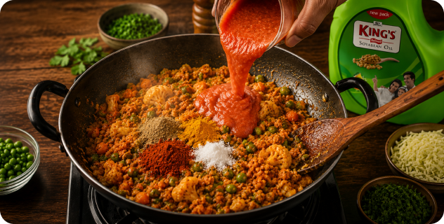 Add Spices and Tomato Puree