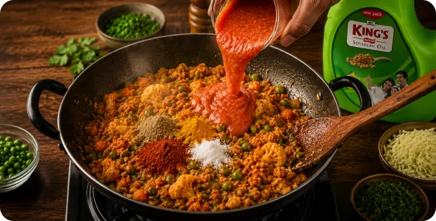 Add Spices and Tomato Puree