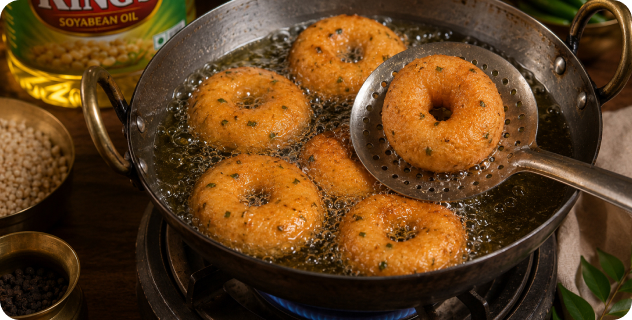 Crispy Medu Vada Recipe Using King’s Soyabean Oil